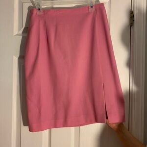 Vintage Holt Renfrew pink wool skirt with front slit size 10